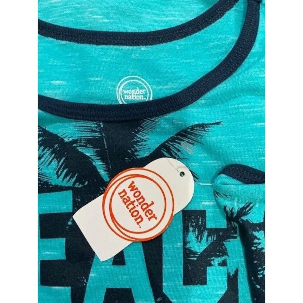 Wonder Nation Kid Tough Beach Ready Graphic Crew Tank Top Size L (10-12)